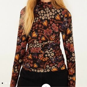 Farm Rio Floral Long Sleeve gauze Top NWT Sz M